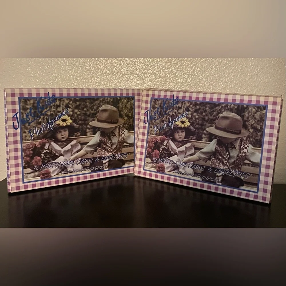 NEW Purple White Gingham Picture Frame Set Cottagecore Farmhouse Decor